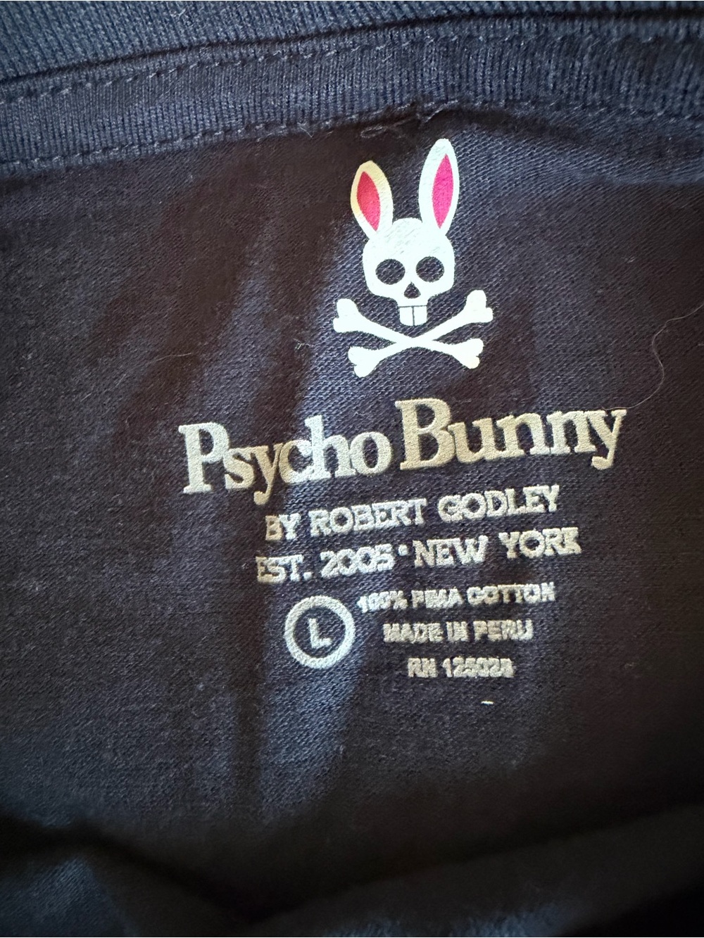 Psycho Bunny Black Long Sleeve Tee with Neon Green Bunny Skull - Picture 3 of 6